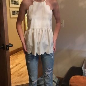 NWT Cream Scalloped Top small